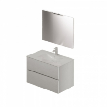 Mobile bagno con Lavabo e specchio da 80 Colore bianco frassinato