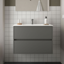 Mobile bagno sospeso  grigio opaco con lavabo 2 cassetti 80x45x56h