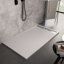 Piatto doccia bianco con scarico laterale griglia inox e piletta SERIE LUXE Dimensioni 80x140 cm 