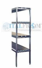 SPALLA PER SCAFFALATURE INOX H 200 X 50 CM ,COMPLETA DI TRAVERSINI E BASI ,PORTATA 2500 Kg